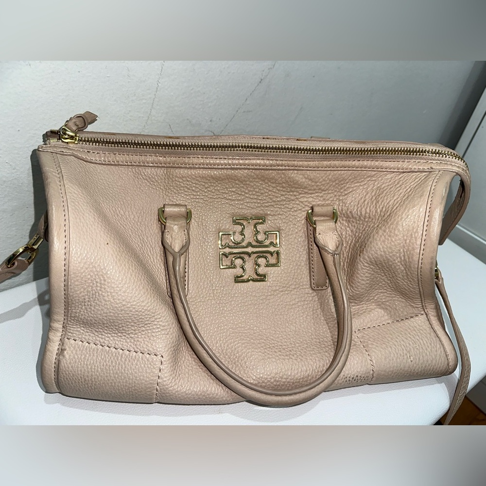 Tory Burch Pink Pebbled Leather Satchel with Gold Logo - Picture 4 of 16